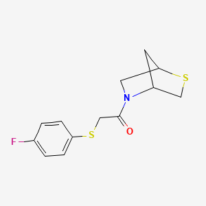 molecular formula C13H14FNOS2 B6427480 2-[(4-fluorophenyl)sulfanyl]-1-{2-thia-5-azabicyclo[2.2.1]heptan-5-yl}ethan-1-one CAS No. 2034208-16-5