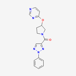 molecular formula C17H16N6O2 B6427534 4-{[1-(2-phenyl-2H-1,2,3-triazole-4-carbonyl)pyrrolidin-3-yl]oxy}pyrimidine CAS No. 2034327-54-1