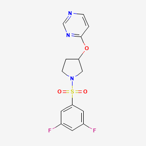 molecular formula C14H13F2N3O3S B6427551 4-{[1-(3,5-difluorobenzenesulfonyl)pyrrolidin-3-yl]oxy}pyrimidine CAS No. 2034502-56-0