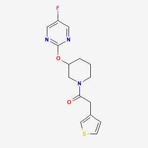 molecular formula C15H16FN3O2S B6427565 1-{3-[(5-fluoropyrimidin-2-yl)oxy]piperidin-1-yl}-2-(thiophen-3-yl)ethan-1-one CAS No. 2034275-18-6
