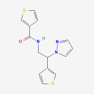molecular formula C14H13N3OS2 B6427629 N-[2-(1H-pyrazol-1-yl)-2-(thiophen-3-yl)ethyl]thiophene-3-carboxamide CAS No. 2034567-98-9