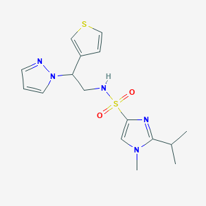 molecular formula C16H21N5O2S2 B6427634 1-methyl-2-(propan-2-yl)-N-[2-(1H-pyrazol-1-yl)-2-(thiophen-3-yl)ethyl]-1H-imidazole-4-sulfonamide CAS No. 2034570-77-7