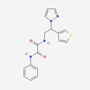 molecular formula C17H16N4O2S B6427636 N'-phenyl-N-[2-(1H-pyrazol-1-yl)-2-(thiophen-3-yl)ethyl]ethanediamide CAS No. 2034494-55-6