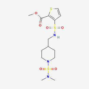 molecular formula C14H23N3O6S3 B6427685 methyl 3-({[1-(dimethylsulfamoyl)piperidin-4-yl]methyl}sulfamoyl)thiophene-2-carboxylate CAS No. 2034294-25-0