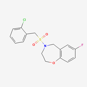 molecular formula C16H15ClFNO3S B6427703 4-[(2-chlorophenyl)methanesulfonyl]-7-fluoro-2,3,4,5-tetrahydro-1,4-benzoxazepine CAS No. 2034605-66-6
