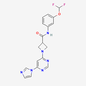 molecular formula C18H16F2N6O2 B6427759 N-[3-(difluoromethoxy)phenyl]-1-[6-(1H-imidazol-1-yl)pyrimidin-4-yl]azetidine-3-carboxamide CAS No. 2034632-91-0