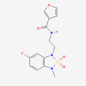 molecular formula C14H14FN3O4S B6427767 N-[2-(6-fluoro-3-methyl-2,2-dioxo-1,3-dihydro-2lambda6,1,3-benzothiadiazol-1-yl)ethyl]furan-3-carboxamide CAS No. 2034335-32-3