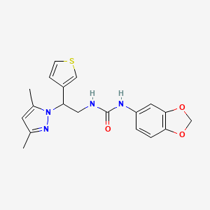 molecular formula C19H20N4O3S B6427774 1-(2H-1,3-benzodioxol-5-yl)-3-[2-(3,5-dimethyl-1H-pyrazol-1-yl)-2-(thiophen-3-yl)ethyl]urea CAS No. 2034253-20-6
