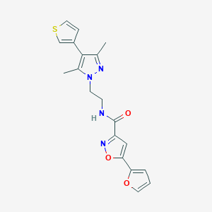 molecular formula C19H18N4O3S B6427796 N-{2-[3,5-dimethyl-4-(thiophen-3-yl)-1H-pyrazol-1-yl]ethyl}-5-(furan-2-yl)-1,2-oxazole-3-carboxamide CAS No. 2034507-89-4