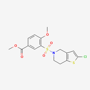 molecular formula C16H16ClNO5S2 B6427840 methyl 3-({2-chloro-4H,5H,6H,7H-thieno[3,2-c]pyridin-5-yl}sulfonyl)-4-methoxybenzoate CAS No. 2034554-45-3