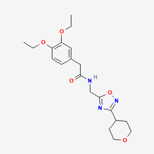 molecular formula C20H27N3O5 B6427842 2-(3,4-diethoxyphenyl)-N-{[3-(oxan-4-yl)-1,2,4-oxadiazol-5-yl]methyl}acetamide CAS No. 2034536-42-8