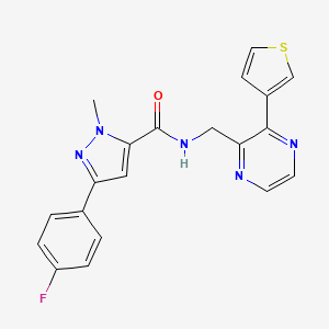 molecular formula C20H16FN5OS B6427865 3-(4-fluorophenyl)-1-methyl-N-{[3-(thiophen-3-yl)pyrazin-2-yl]methyl}-1H-pyrazole-5-carboxamide CAS No. 2034368-32-4