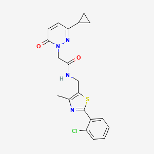 molecular formula C20H19ClN4O2S B6427895 N-{[2-(2-chlorophenyl)-4-methyl-1,3-thiazol-5-yl]methyl}-2-(3-cyclopropyl-6-oxo-1,6-dihydropyridazin-1-yl)acetamide CAS No. 2034492-79-8