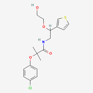molecular formula C18H22ClNO4S B6427904 2-(4-chlorophenoxy)-N-[2-(2-hydroxyethoxy)-2-(thiophen-3-yl)ethyl]-2-methylpropanamide CAS No. 2034366-07-7