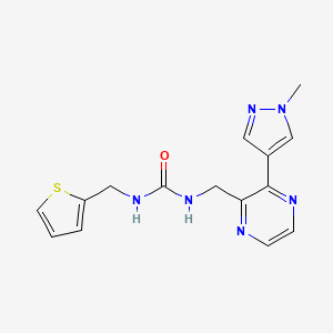 molecular formula C15H16N6OS B6427935 1-{[3-(1-methyl-1H-pyrazol-4-yl)pyrazin-2-yl]methyl}-3-[(thiophen-2-yl)methyl]urea CAS No. 2034465-93-3
