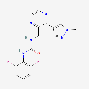 molecular formula C16H14F2N6O B6427938 3-(2,6-difluorophenyl)-1-{[3-(1-methyl-1H-pyrazol-4-yl)pyrazin-2-yl]methyl}urea CAS No. 2034371-33-8