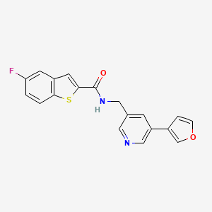 molecular formula C19H13FN2O2S B6427963 5-fluoro-N-{[5-(furan-3-yl)pyridin-3-yl]methyl}-1-benzothiophene-2-carboxamide CAS No. 2034365-57-4