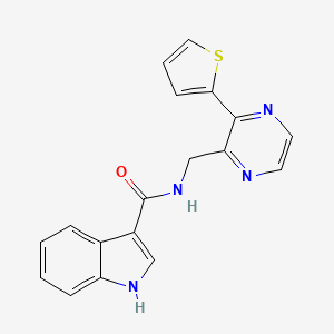 molecular formula C18H14N4OS B6428022 N-{[3-(thiophen-2-yl)pyrazin-2-yl]methyl}-1H-indole-3-carboxamide CAS No. 2034365-87-0