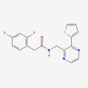 2-(2,4-difluorophenyl)-N-{[3-(thiophen-2-yl)pyrazin-2-yl]methyl}acetamide