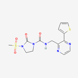 molecular formula C14H15N5O4S2 B6428043 3-methanesulfonyl-2-oxo-N-{[3-(thiophen-2-yl)pyrazin-2-yl]methyl}imidazolidine-1-carboxamide CAS No. 2034312-94-0