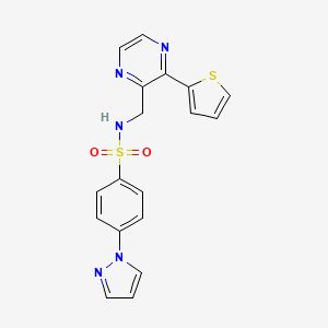 4-(1H-pyrazol-1-yl)-N-{[3-(thiophen-2-yl)pyrazin-2-yl]methyl}benzene-1-sulfonamide