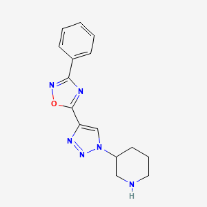 molecular formula C15H16N6O B6428063 3-[4-(3-phenyl-1,2,4-oxadiazol-5-yl)-1H-1,2,3-triazol-1-yl]piperidine CAS No. 2108826-32-8