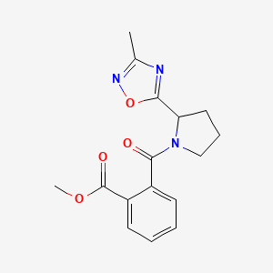 molecular formula C16H17N3O4 B6428102 methyl 2-[2-(3-methyl-1,2,4-oxadiazol-5-yl)pyrrolidine-1-carbonyl]benzoate CAS No. 1706366-74-6