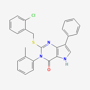 molecular formula C26H20ClN3OS B6428124 2-{[(2-chlorophenyl)methyl]sulfanyl}-3-(2-methylphenyl)-7-phenyl-3H,4H,5H-pyrrolo[3,2-d]pyrimidin-4-one CAS No. 2034585-41-4