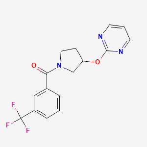 molecular formula C16H14F3N3O2 B6428152 2-({1-[3-(trifluoromethyl)benzoyl]pyrrolidin-3-yl}oxy)pyrimidine CAS No. 2034250-92-3