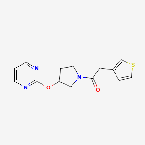 molecular formula C14H15N3O2S B6428171 1-[3-(pyrimidin-2-yloxy)pyrrolidin-1-yl]-2-(thiophen-3-yl)ethan-1-one CAS No. 2034497-35-1