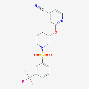 molecular formula C18H16F3N3O3S B6428203 2-({1-[3-(trifluoromethyl)benzenesulfonyl]piperidin-3-yl}oxy)pyridine-4-carbonitrile CAS No. 2034618-38-5