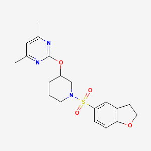 molecular formula C19H23N3O4S B6428235 2-{[1-(2,3-dihydro-1-benzofuran-5-sulfonyl)piperidin-3-yl]oxy}-4,6-dimethylpyrimidine CAS No. 2034273-62-4