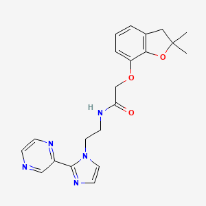 molecular formula C21H23N5O3 B6428255 2-[(2,2-dimethyl-2,3-dihydro-1-benzofuran-7-yl)oxy]-N-{2-[2-(pyrazin-2-yl)-1H-imidazol-1-yl]ethyl}acetamide CAS No. 2034633-07-1