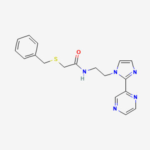 molecular formula C18H19N5OS B6428279 2-(benzylsulfanyl)-N-{2-[2-(pyrazin-2-yl)-1H-imidazol-1-yl]ethyl}acetamide CAS No. 2034450-43-4