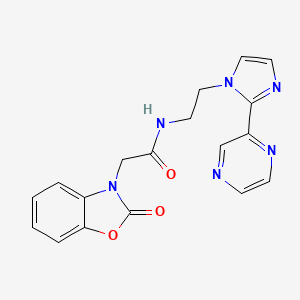 molecular formula C18H16N6O3 B6428280 2-(2-oxo-2,3-dihydro-1,3-benzoxazol-3-yl)-N-{2-[2-(pyrazin-2-yl)-1H-imidazol-1-yl]ethyl}acetamide CAS No. 2034450-65-0