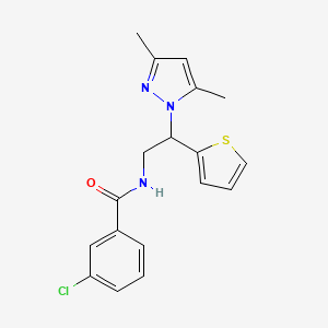 molecular formula C18H18ClN3OS B6428376 3-chloro-N-[2-(3,5-dimethyl-1H-pyrazol-1-yl)-2-(thiophen-2-yl)ethyl]benzamide CAS No. 2034598-56-4