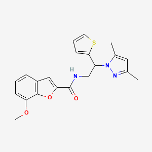 molecular formula C21H21N3O3S B6428386 N-[2-(3,5-dimethyl-1H-pyrazol-1-yl)-2-(thiophen-2-yl)ethyl]-7-methoxy-1-benzofuran-2-carboxamide CAS No. 2034564-19-5