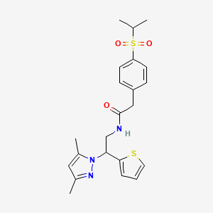 molecular formula C22H27N3O3S2 B6428394 N-[2-(3,5-dimethyl-1H-pyrazol-1-yl)-2-(thiophen-2-yl)ethyl]-2-[4-(propane-2-sulfonyl)phenyl]acetamide CAS No. 2034268-94-3