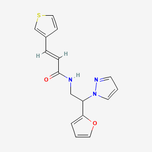 molecular formula C16H15N3O2S B6428404 (2E)-N-[2-(furan-2-yl)-2-(1H-pyrazol-1-yl)ethyl]-3-(thiophen-3-yl)prop-2-enamide CAS No. 2035007-18-0