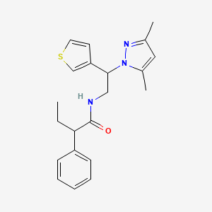 molecular formula C21H25N3OS B6428412 N-[2-(3,5-dimethyl-1H-pyrazol-1-yl)-2-(thiophen-3-yl)ethyl]-2-phenylbutanamide CAS No. 2034252-29-2