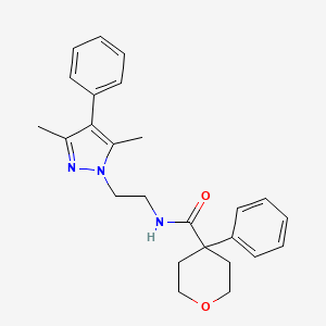 N-[2-(3,5-dimethyl-4-phenyl-1H-pyrazol-1-yl)ethyl]-4-phenyloxane-4-carboxamide