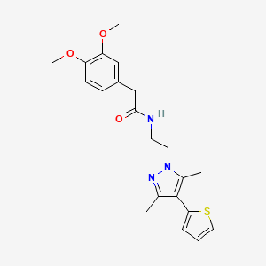 molecular formula C21H25N3O3S B6428430 2-(3,4-dimethoxyphenyl)-N-{2-[3,5-dimethyl-4-(thiophen-2-yl)-1H-pyrazol-1-yl]ethyl}acetamide CAS No. 2034356-69-7