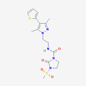 molecular formula C16H21N5O4S2 B6428436 N-{2-[3,5-dimethyl-4-(thiophen-2-yl)-1H-pyrazol-1-yl]ethyl}-3-methanesulfonyl-2-oxoimidazolidine-1-carboxamide CAS No. 2034507-71-4