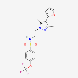 molecular formula C18H18F3N3O4S B6428456 N-{2-[4-(furan-2-yl)-3,5-dimethyl-1H-pyrazol-1-yl]ethyl}-4-(trifluoromethoxy)benzene-1-sulfonamide CAS No. 2034294-74-9