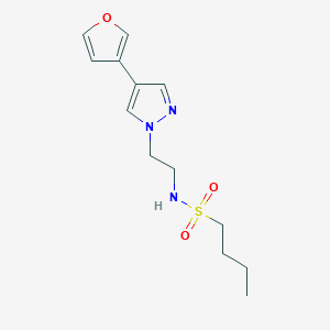 molecular formula C13H19N3O3S B6428469 N-{2-[4-(furan-3-yl)-1H-pyrazol-1-yl]ethyl}butane-1-sulfonamide CAS No. 2034355-67-2