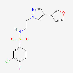 molecular formula C15H13ClFN3O3S B6428472 3-chloro-4-fluoro-N-{2-[4-(furan-3-yl)-1H-pyrazol-1-yl]ethyl}benzene-1-sulfonamide CAS No. 2034553-68-7