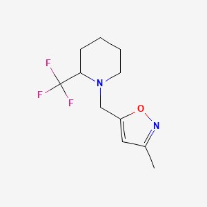 molecular formula C11H15F3N2O B6428495 3-methyl-5-((2-(trifluoromethyl)piperidin-1-yl)methyl)isoxazole CAS No. 2034282-00-1