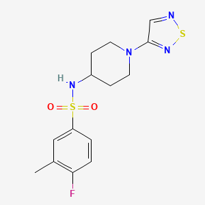 molecular formula C14H17FN4O2S2 B6428539 4-fluoro-3-methyl-N-[1-(1,2,5-thiadiazol-3-yl)piperidin-4-yl]benzene-1-sulfonamide CAS No. 2034519-44-1