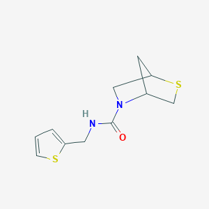 molecular formula C11H14N2OS2 B6428575 N-[(thiophen-2-yl)methyl]-2-thia-5-azabicyclo[2.2.1]heptane-5-carboxamide CAS No. 2034292-16-3