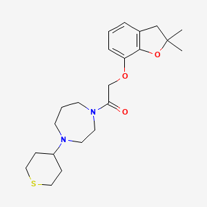 molecular formula C22H32N2O3S B6428594 2-[(2,2-dimethyl-2,3-dihydro-1-benzofuran-7-yl)oxy]-1-[4-(thian-4-yl)-1,4-diazepan-1-yl]ethan-1-one CAS No. 2034208-93-8